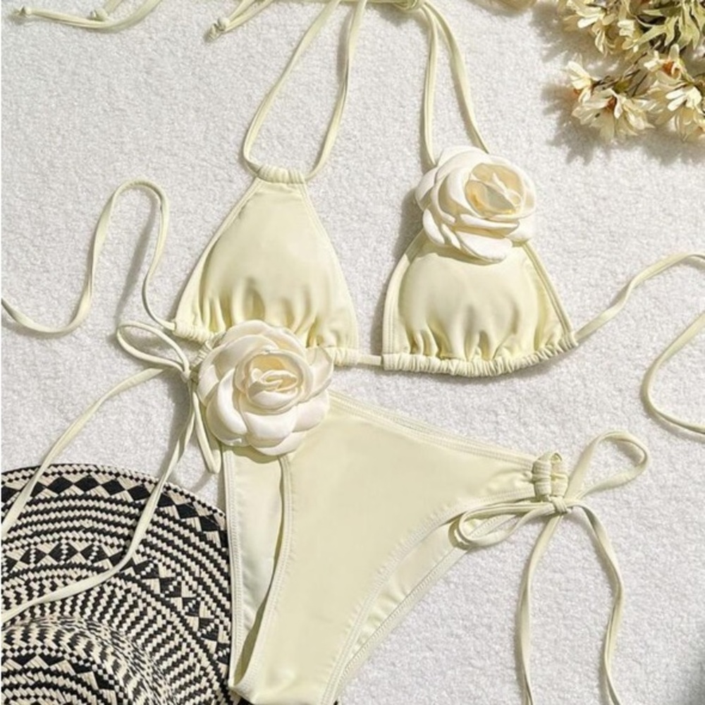 White Flower Bikini NWOT